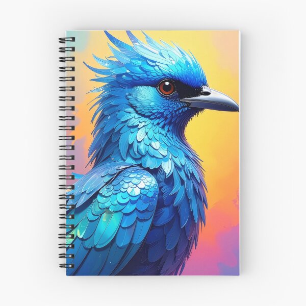 Item preview, Crested blue bird fantasy art vivid feathers red eye painterly exotic bird poster wall decor designed and sold by icemanphotos.