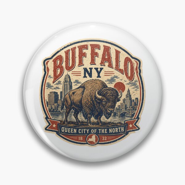 Item preview, Insignia vintage de Buffalo, NY, Reina de la Ciudad del Norte, Bisonte Retro designed and sold by Yellowriversss.