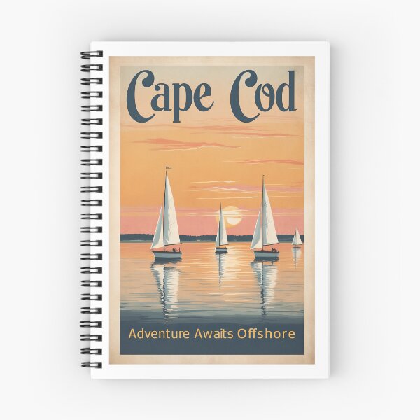 Item preview, Cape Cod Sailboats Vintage Travel Poster Sticker & Notebook designed and sold by bobparduephoto.