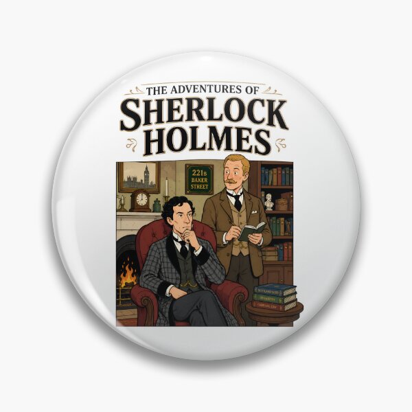Item preview, The Adventures of Sherlock Holmes 221B Baker Street Cozy Fireplace Art designed and sold by Fenay Designs.