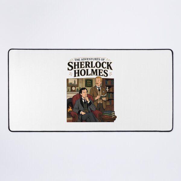 Item preview, The Adventures of Sherlock Holmes 221B Baker Street Cozy Fireplace Art designed and sold by Fenay Designs.