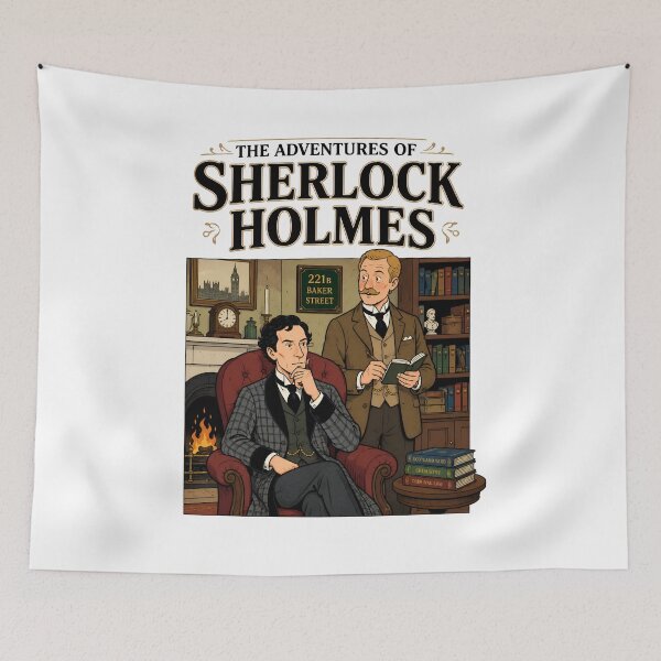 Item preview, The Adventures of Sherlock Holmes 221B Baker Street Cozy Fireplace Art designed and sold by Fenay Designs.