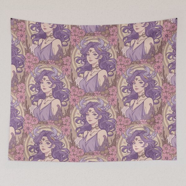 Item preview, Cancer Zodiac Goddess Anime Art | Cancer Energy Celestial Astrology Illustration | Pastel Horoscope Fantasy Girl | Art Nouveau Zodiac Wall Art | Cancer Birthday Gift designed and sold by RSDigitalPrintDesign.