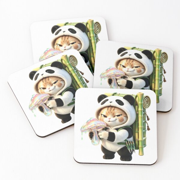 Item preview, Felis Nigripes in Panda Suit - Magic Mushroom Alchemist designed and sold by ABYSSLAB.