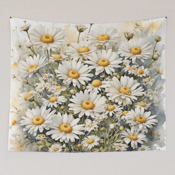 Item preview, White Daisy Watercolor Painting designed and sold by RawNaturePrints.