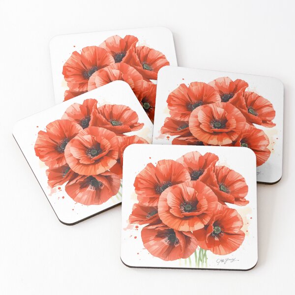 Item preview, Red Poppy Field Watercolor Painting designed and sold by RawNaturePrints.