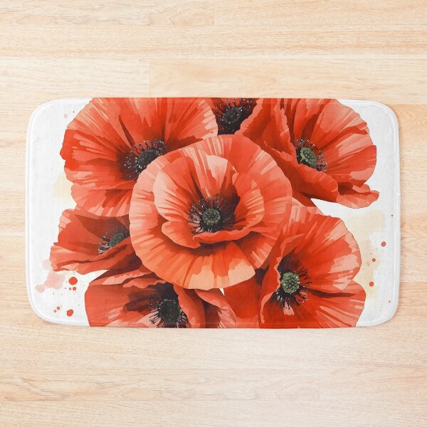 Item preview, Red Poppy Field Watercolor Painting designed and sold by RawNaturePrints.
