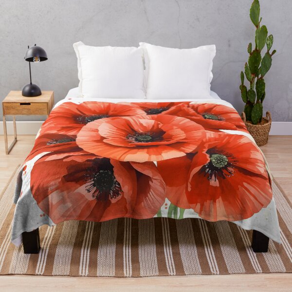 Item preview, Red Poppy Field Watercolor Painting designed and sold by RawNaturePrints.