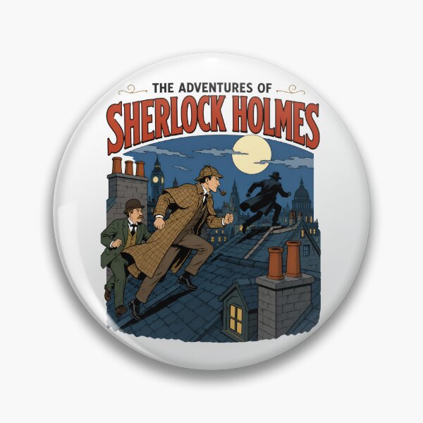 Item preview, The Adventures of Sherlock Holmes London Rooftop Chase Retro Art designed and sold by Fenay Designs.