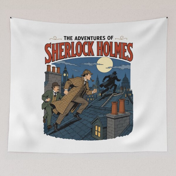Item preview, The Adventures of Sherlock Holmes London Rooftop Chase Retro Art designed and sold by Fenay Designs.