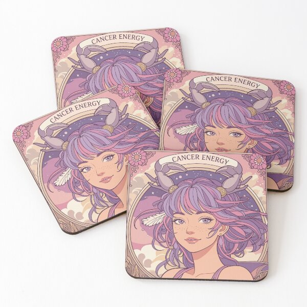 Item preview, Cancer Zodiac Goddess Anime Art | Cancer Energy Celestial Astrology Illustration | Pastel Horoscope Fantasy Girl | Art Nouveau Zodiac Wall Art | Cancer Birthday Gift designed and sold by RSDigitalPrintDesign.