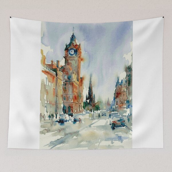 Item preview, Edinburgh Princes Street Watercolor Painting designed and sold by caracatita75.