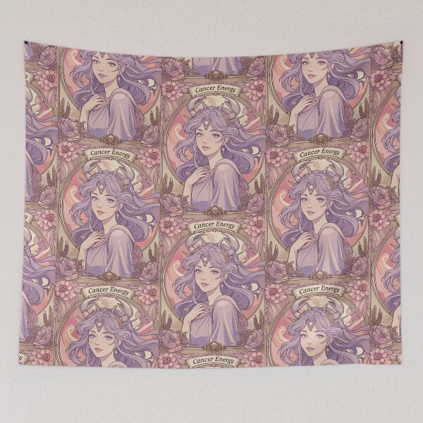 Item preview, Cancer Zodiac Goddess Anime Art | Cancer Energy Celestial Astrology Illustration | Pastel Horoscope Fantasy Girl | Art Nouveau Zodiac Wall Art | Cancer Birthday Gift designed and sold by RSDigitalPrintDesign.