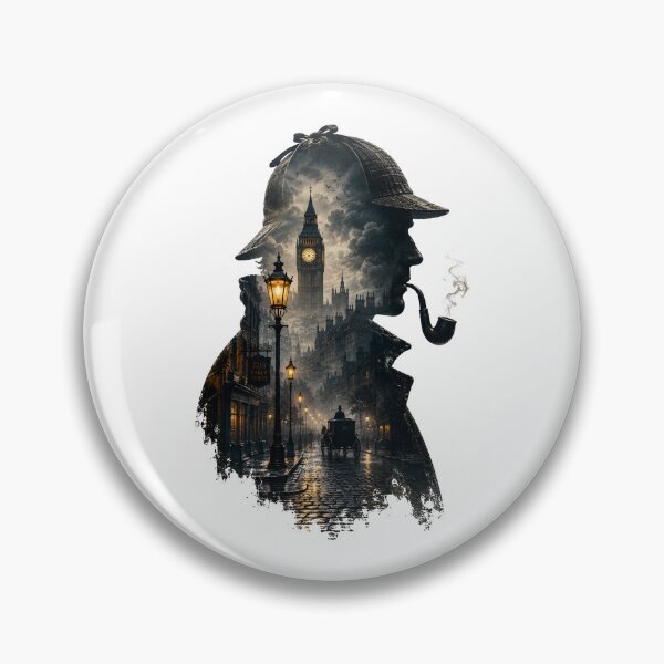 Item preview, Sherlock Holmes Baker Street 221B Double Exposure Noir Art designed and sold by Fenay Designs.