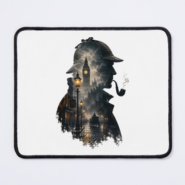 Item preview, Sherlock Holmes Baker Street 221B Double Exposure Noir Art designed and sold by Fenay Designs.