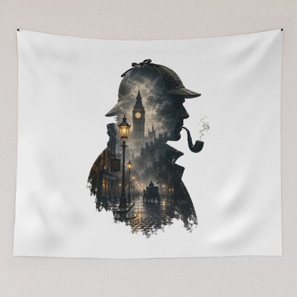 Item preview, Sherlock Holmes Baker Street 221B Double Exposure Noir Art designed and sold by Fenay Designs.