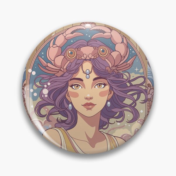 Item preview, Cancer Zodiac Goddess Anime Art | Cancer Energy Celestial Astrology Illustration | Pastel Horoscope Fantasy Girl | Art Nouveau Zodiac Wall Art | Cancer Birthday Gift designed and sold by RSDigitalPrintDesign.