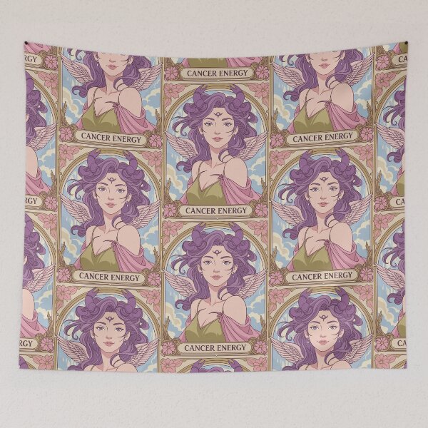 Item preview, Cancer Zodiac Goddess Anime Art | Cancer Energy Celestial Astrology Illustration | Pastel Horoscope Fantasy Girl | Art Nouveau Zodiac Wall Art | Cancer Birthday Gift designed and sold by RSDigitalPrintDesign.