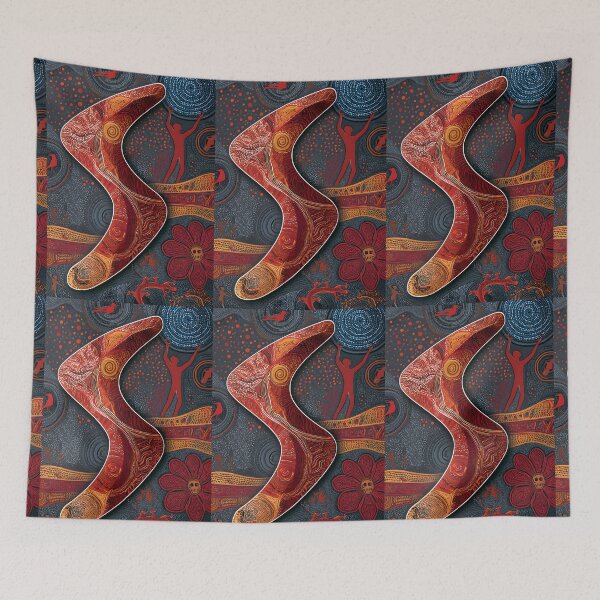 Item preview, Australian Aboriginal Boomerang Dot Painting Indigenous Tribal Wall Art Masterpiece designed and sold by GrinGalore.