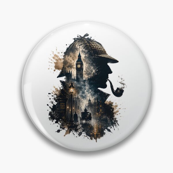 Item preview, Sherlock Holmes Baker Street 221B Watercolor Splatter Double Exposure designed and sold by Fenay Designs.