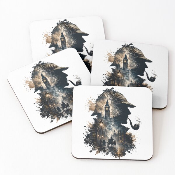 Item preview, Sherlock Holmes Baker Street 221B Watercolor Splatter Double Exposure designed and sold by Fenay Designs.