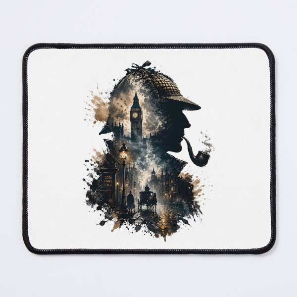 Item preview, Sherlock Holmes Baker Street 221B Watercolor Splatter Double Exposure designed and sold by Fenay Designs.