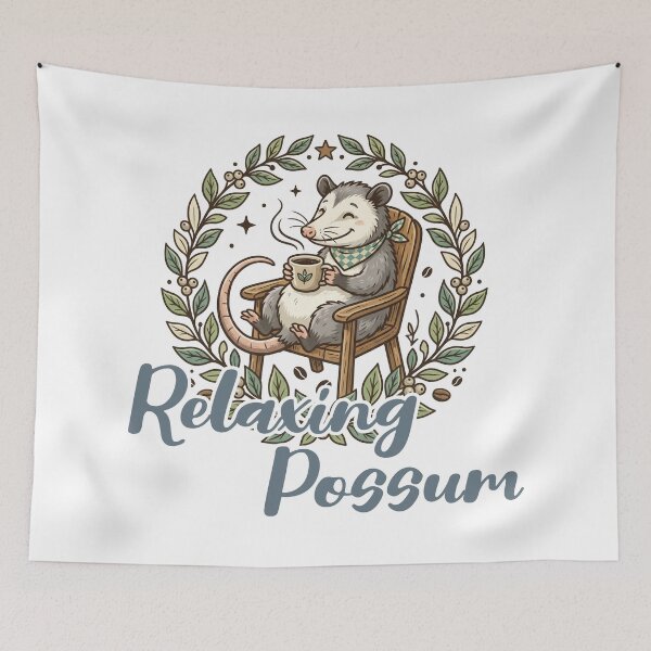 Item preview, Relaxing Possum -cafe break time-Naturalism and Minimalist Design designed and sold by LOVEARTDESIGN.