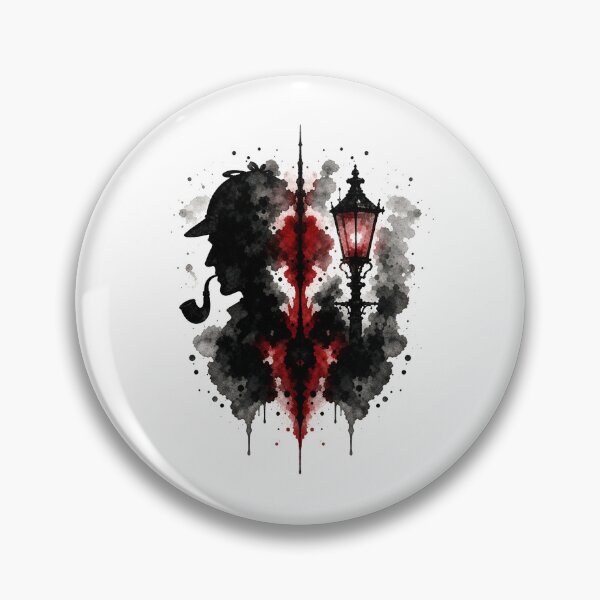 Item preview, Sherlock Holmes Gas Lamp Silhouette Splatter Art designed and sold by Fenay Designs.