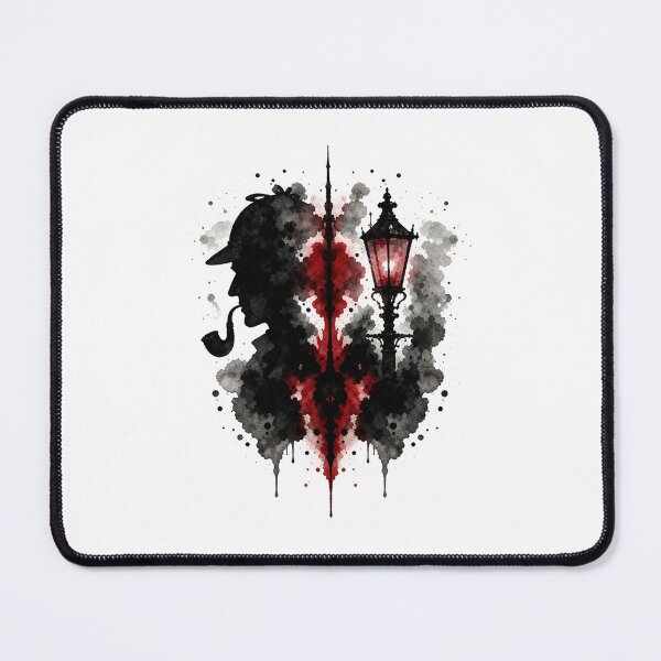 Item preview, Sherlock Holmes Gas Lamp Silhouette Splatter Art designed and sold by Fenay Designs.