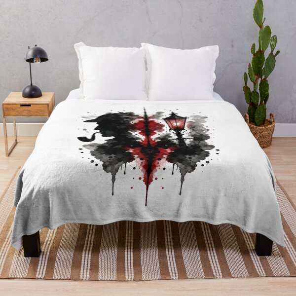 Item preview, Sherlock Holmes Gas Lamp Silhouette Splatter Art designed and sold by Fenay Designs.