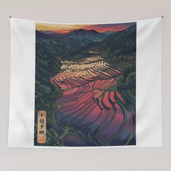 Item preview, Ukiyo-e Tanada Sunset Water Mirrors designed and sold by conohitoAI-ArtGallery.
