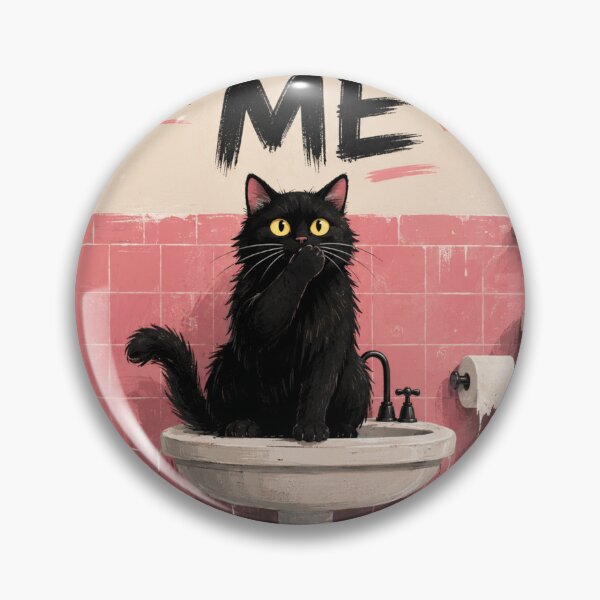 Item preview, Funny Black Cat Bathroom Sign | Cat Bathroom Wall Art | Humorous Cat Lover Gift designed and sold by AbstractAuraArt.