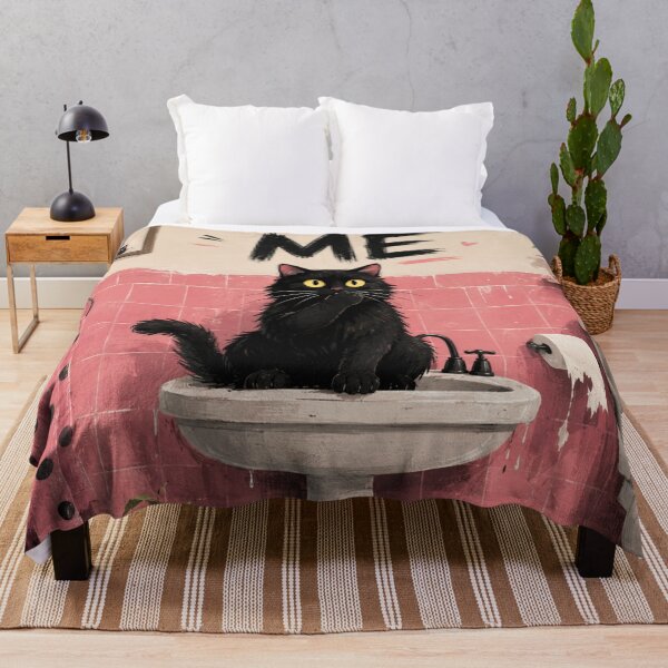 Item preview, Funny Black Cat Bathroom Sign | Cat Bathroom Wall Art | Humorous Cat Lover Gift designed and sold by AbstractAuraArt.