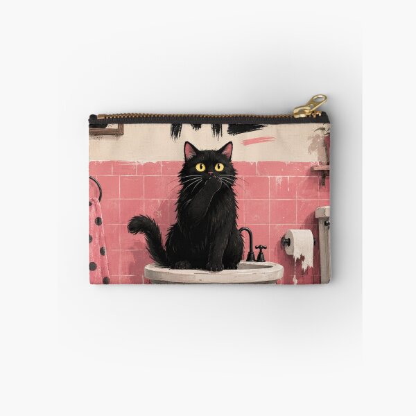 Item preview, Funny Black Cat Bathroom Sign | Cat Bathroom Wall Art | Humorous Cat Lover Gift designed and sold by AbstractAuraArt.