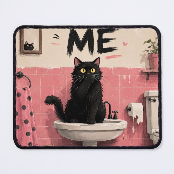 Item preview, Funny Black Cat Bathroom Sign | Cat Bathroom Wall Art | Humorous Cat Lover Gift designed and sold by AbstractAuraArt.