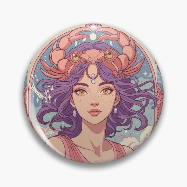 Item preview, Cancer Zodiac Goddess Anime Art | Cancer Energy Celestial Ocean Astrology Illustration | Crab Queen Fantasy Girl | Horoscope Wall Art | Cancer Birthday Gift | Art Nouveau Decor designed and sold by RSDigitalPrintDesign.