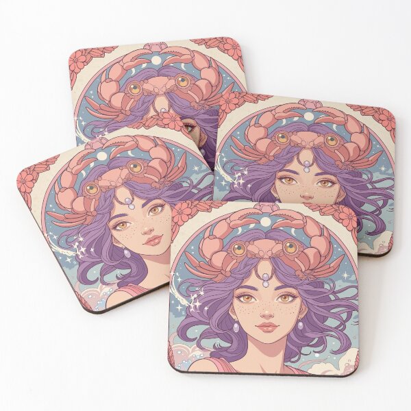 Item preview, Cancer Zodiac Goddess Anime Art | Cancer Energy Celestial Ocean Astrology Illustration | Crab Queen Fantasy Girl | Horoscope Wall Art | Cancer Birthday Gift | Art Nouveau Decor designed and sold by RSDigitalPrintDesign.