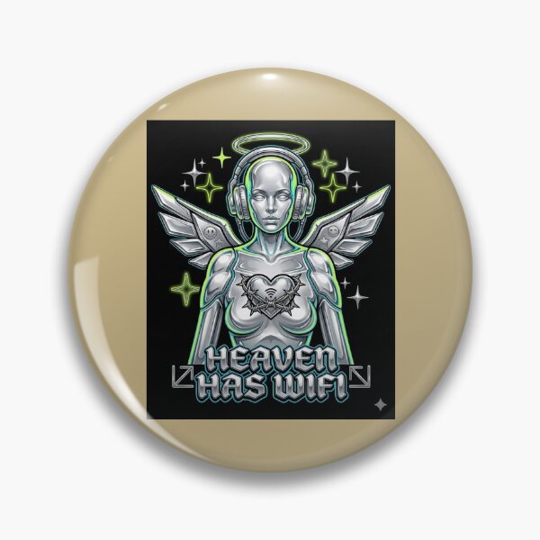 Item preview, Heaven Has WiFi Chrome Angel T-Shirt | Y2K Cyber Angel Graphic | Futuristic Streetwear Design designed and sold by KalaPXL.