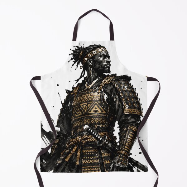 Item preview, Yasuke Black Samurai Sumi-e Gold Accent Art designed and sold by MouradStudio.