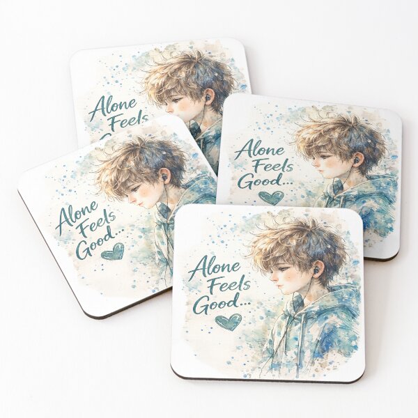 Item preview, Alone Feels Good... | Watercolor Introvert Boy Aesthetic Sticker designed and sold by Genzfirevibes.