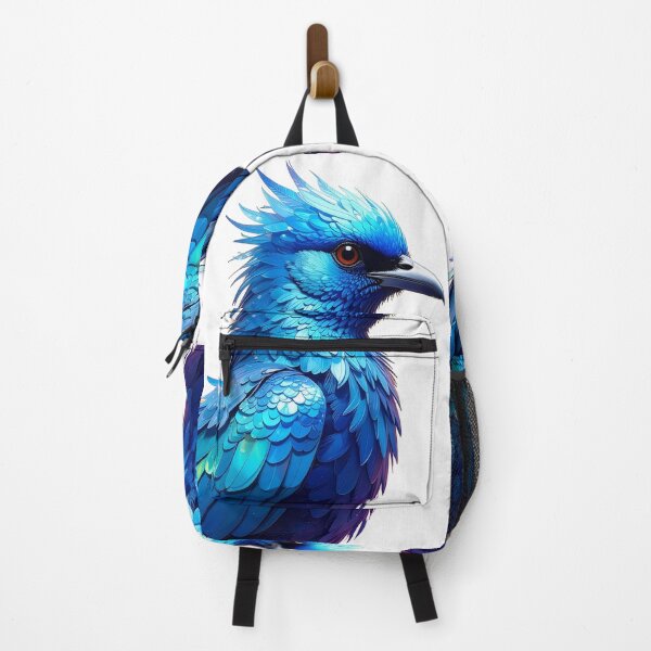 Item preview, Crested blue bird fierce fantasy feathers vivid design tee for bird lovers and fantasy fans designed and sold by icemanphotos.