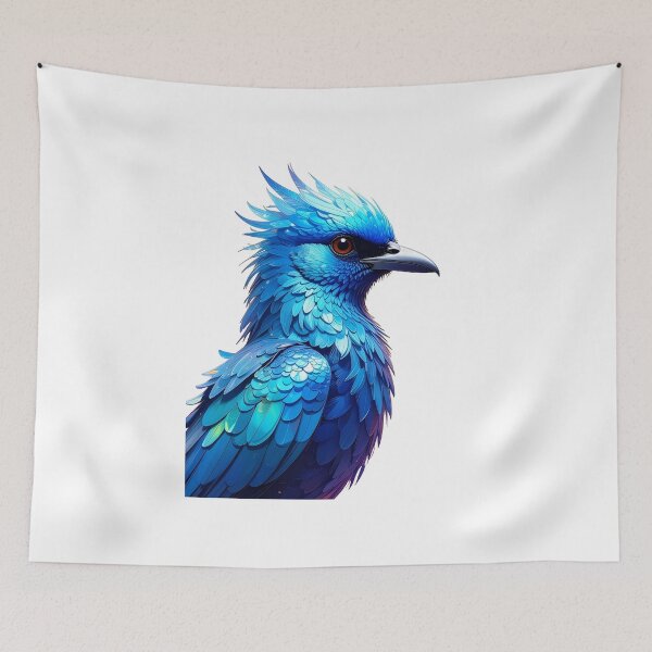 Item preview, Crested blue bird fierce fantasy feathers vivid design tee for bird lovers and fantasy fans designed and sold by icemanphotos.