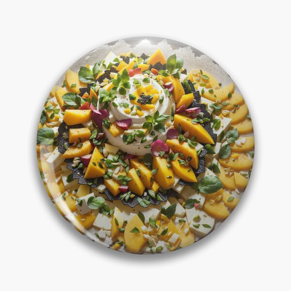 Item preview, Mango Burrata Mandala Fine Dining Food Art Print designed and sold by GenArtHaven.
