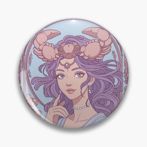 Item preview, Cancer Zodiac Goddess Art | Cancer Energy Celestial Astrology Illustration | Pastel Anime Fantasy Girl | Crab Zodiac Sign | Art Nouveau Horoscope Wall Art | Cancer Birthday Gift designed and sold by RSDigitalPrintDesign.