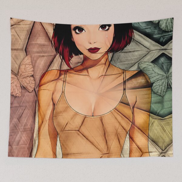Item preview, Melancholy Butterfly - Geometric Anime Girl Illustration designed and sold by Hen-C-Art.