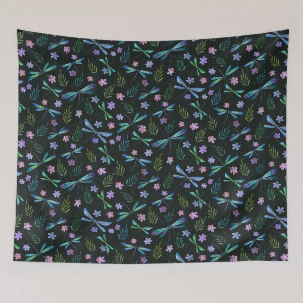 Item preview, Magical Dragonflies Black is Black designed and sold by Sukilopi.