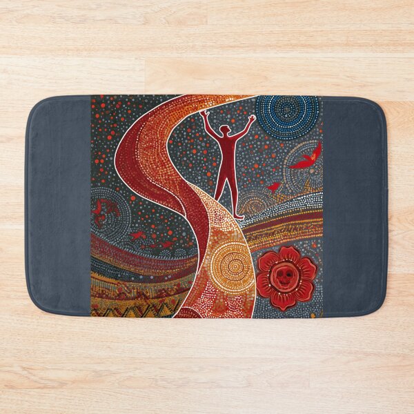Item preview, Australian Aboriginal Boomerang Dot Painting Indigenous Tribal Art Print designed and sold by GrinGalore.
