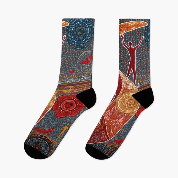 Item preview, Australian Aboriginal Boomerang Dot Painting Indigenous Tribal Art Print designed and sold by GrinGalore.