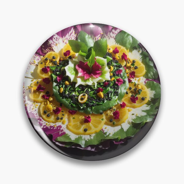 Item preview, Lemon Caviar Dark Floral Mandala Food Art Print designed and sold by GenArtHaven.