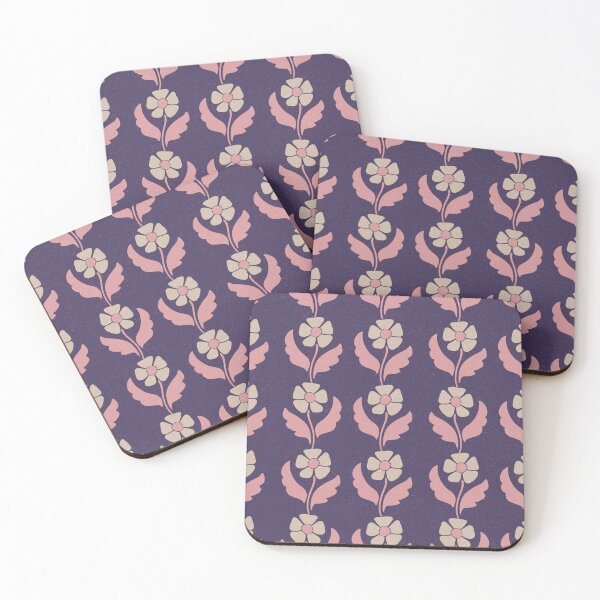 Item preview, Large Retro Scandinavian Folk Floral Deep Plum Botanical Pattern designed and sold by DColourMuse.